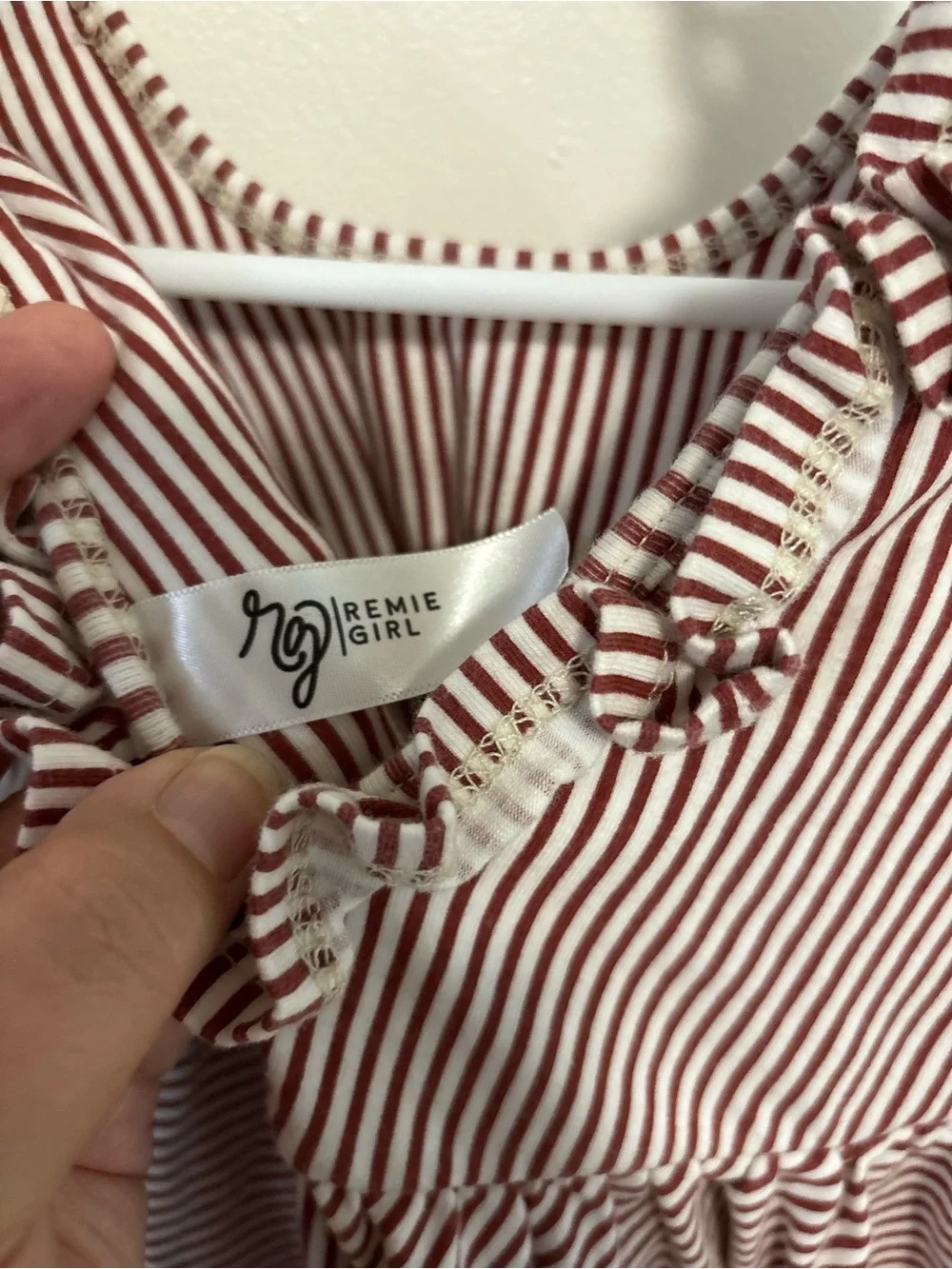 Remie girl twirl dress size 6 Stripe Ruffle-Trim Long Sleeve Dress